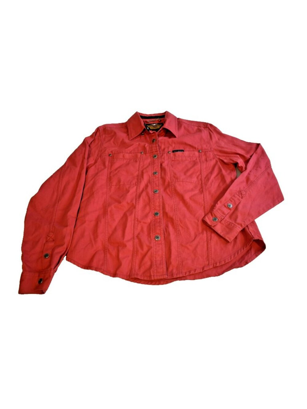 Harley Davidson Shirt Womens M Pink Back Patch Button Up Casual